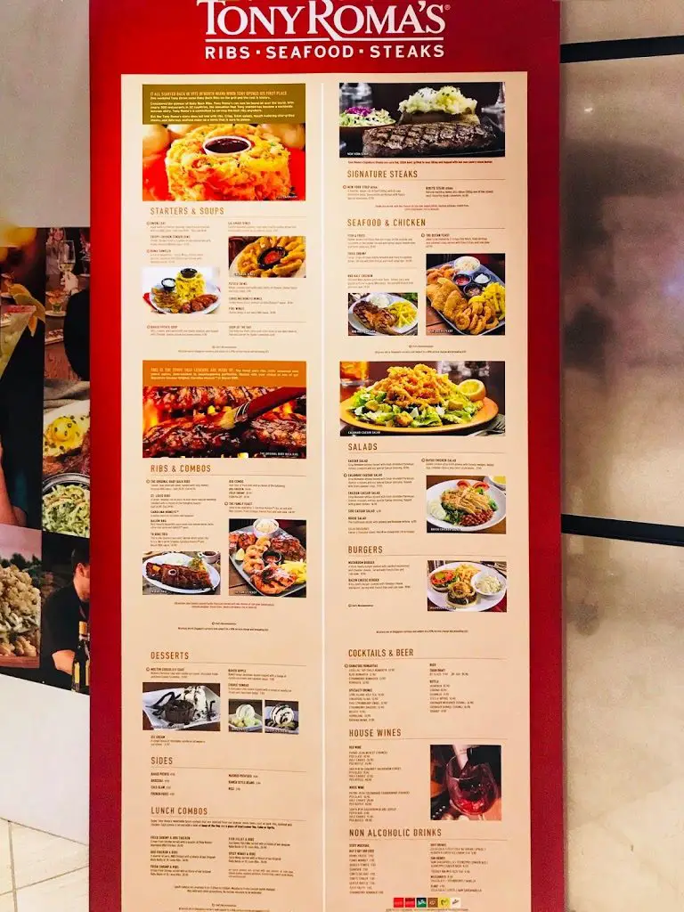 Tony Roma (Suntec City) - Menu Stand