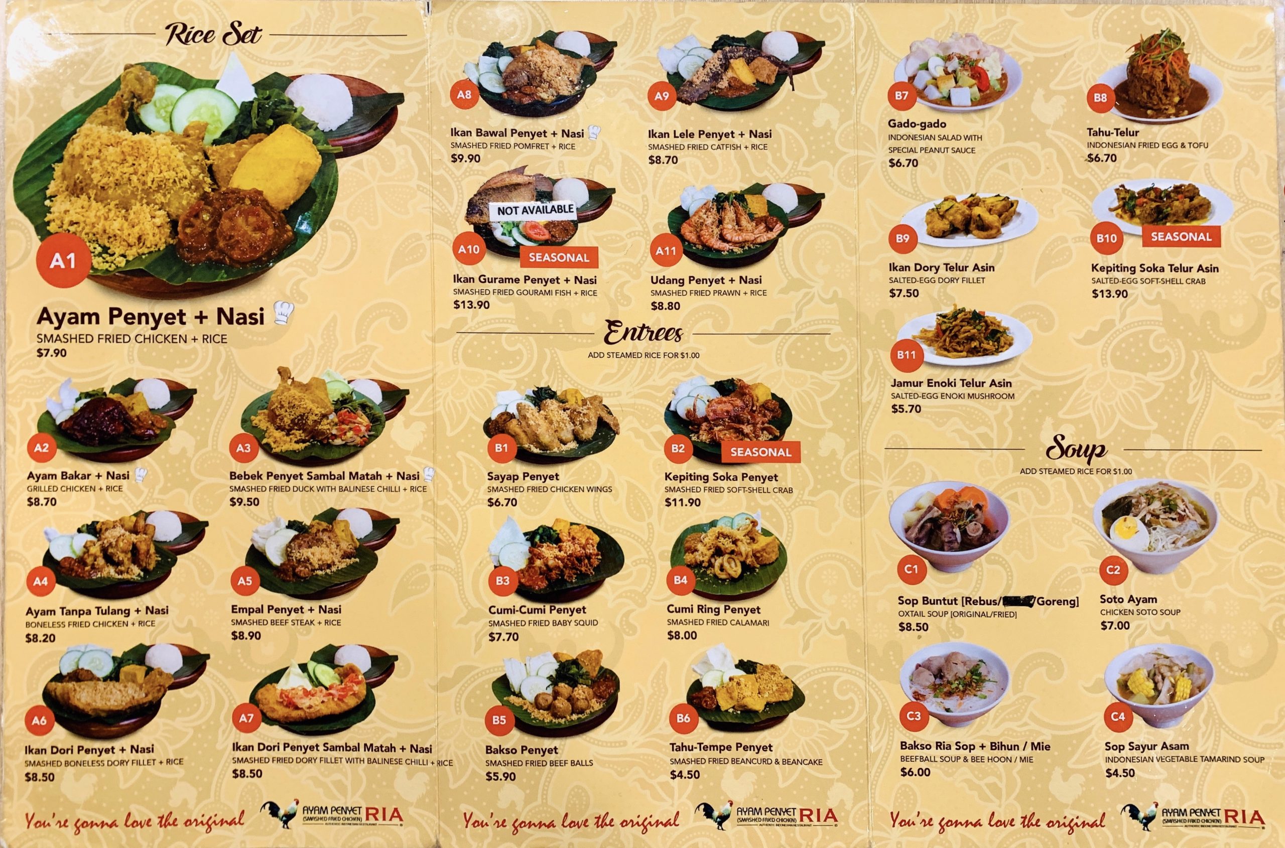 Ayam Penyet Ria - Menu 1