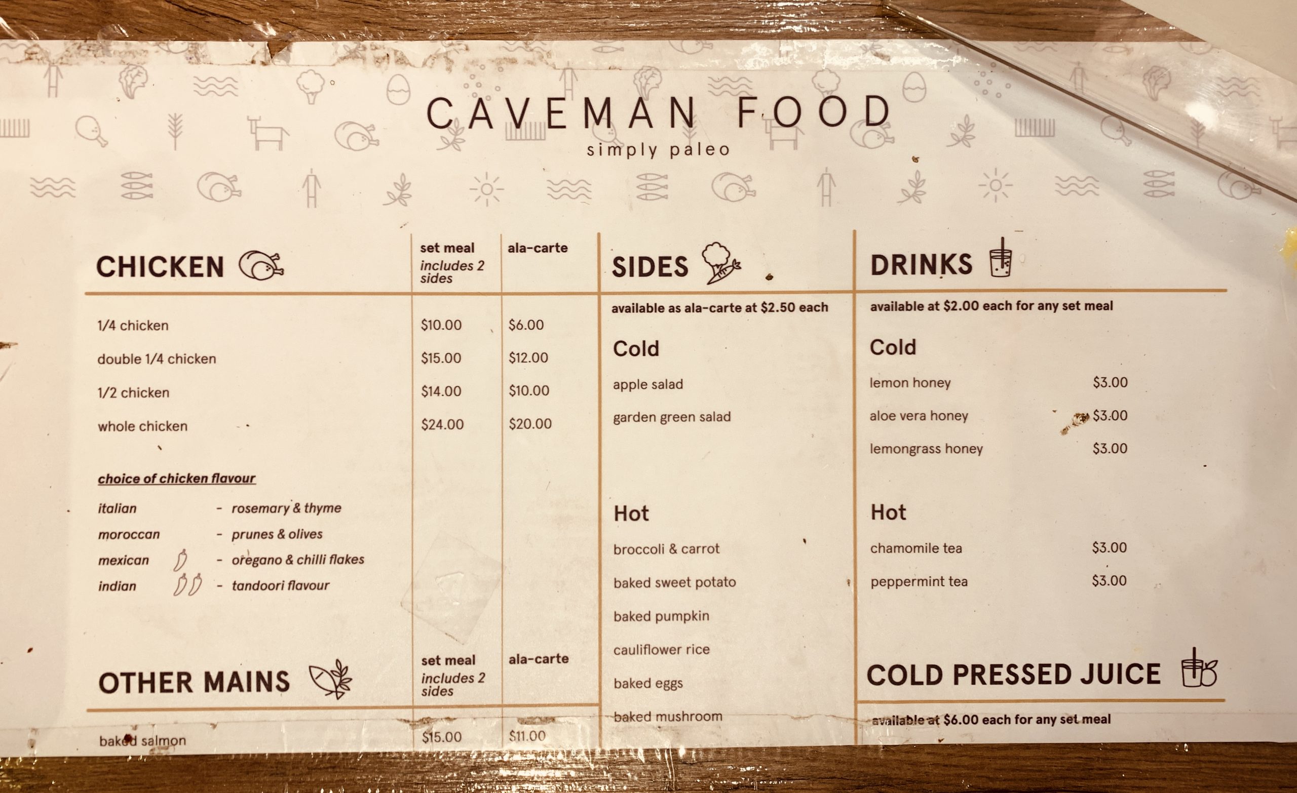 Caveman Food - Menu