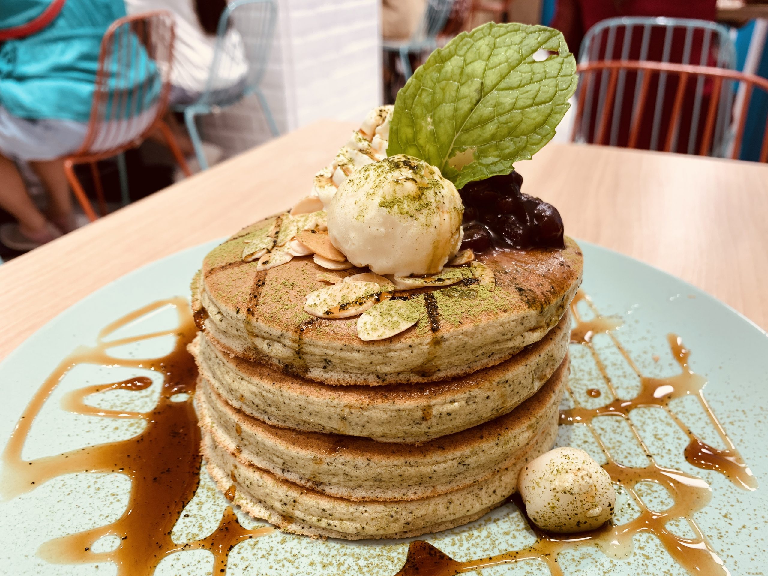 Belle-Ville Pancake Cafe - Matcha with Rice Ball and Red Bean Pancake