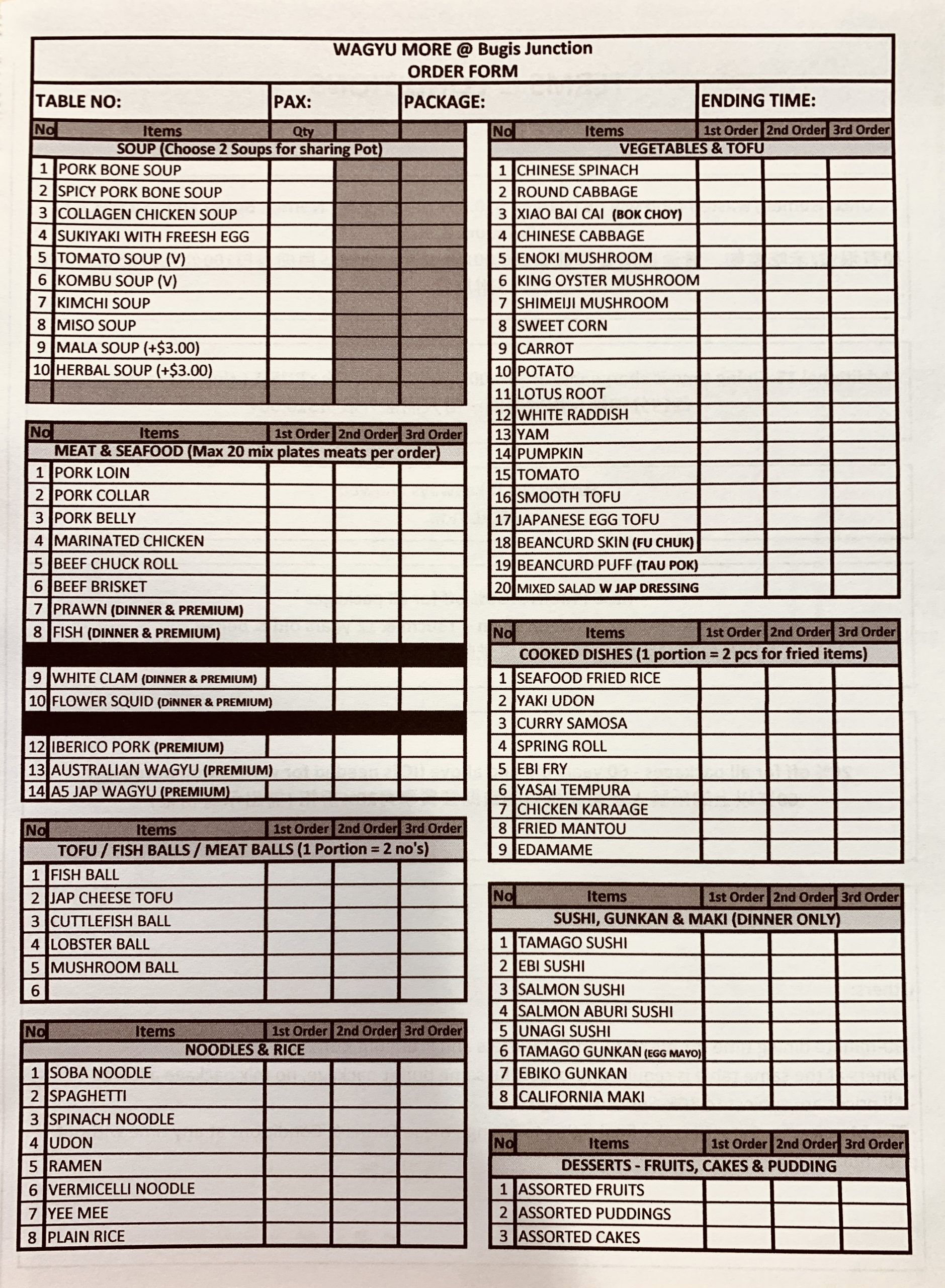 Wagyu More - Order Form