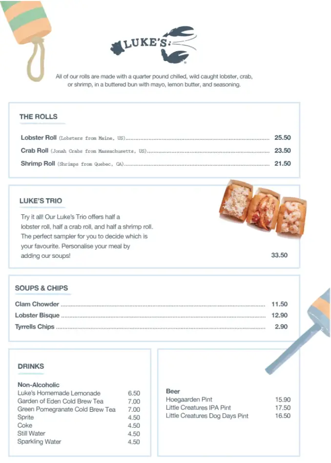 Luke's Lobster - Menu