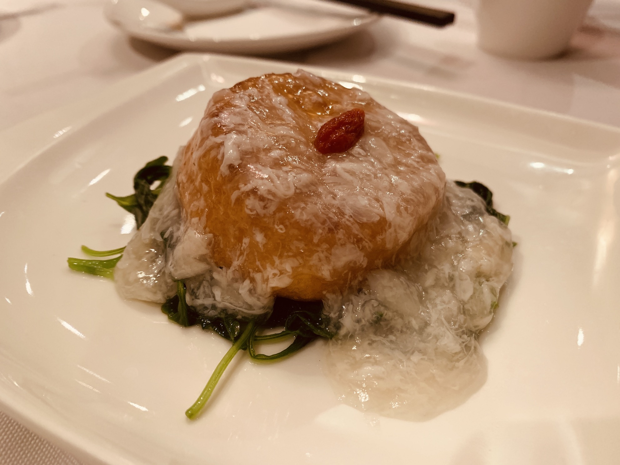 Peach Garden (Chinatown Point) - Braised Homemade Beancurd with Local Spinach and Fresh Crab Meat