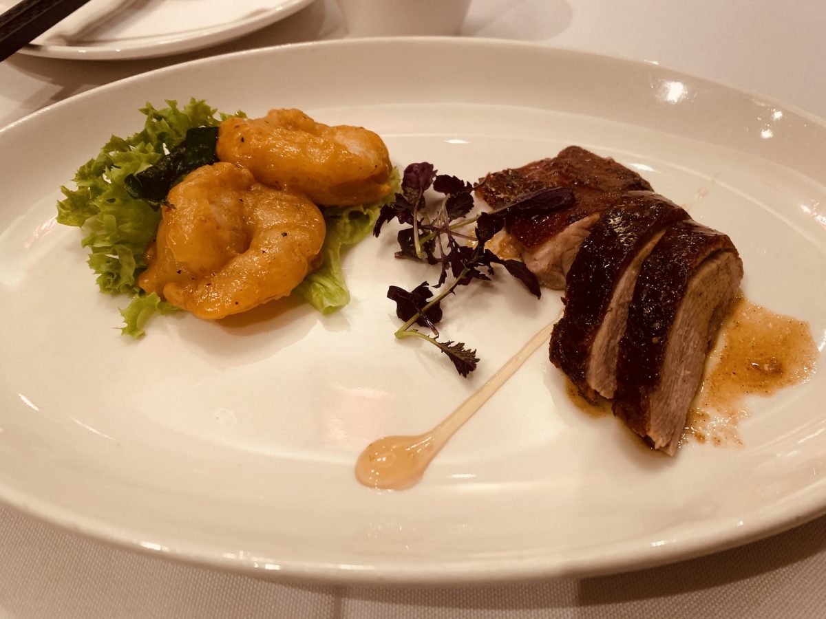 Peach Garden (Chinatown Point) - Roasted Crispy Duck accompanied with Fried Prawn and Mongolian Sauce