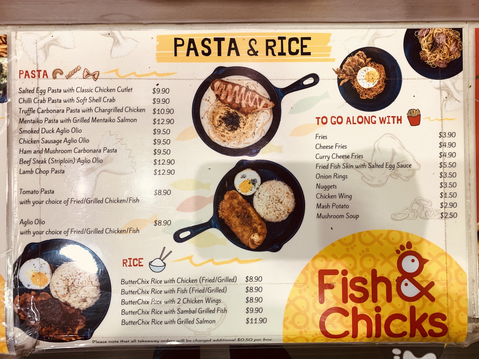Fish & Chicks - Pasta & Rice Menu
