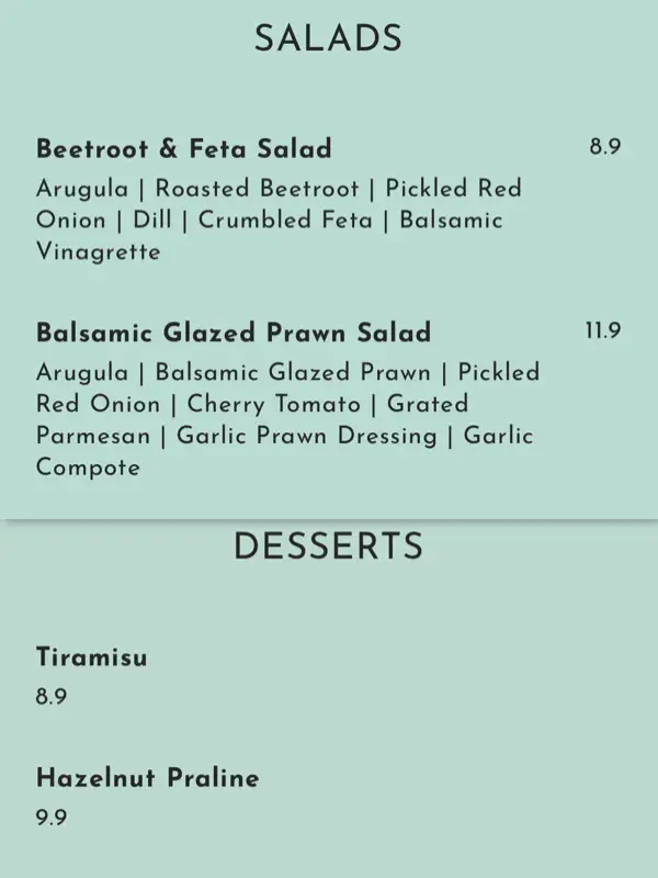 Tipo Strada - Salads & Desserts