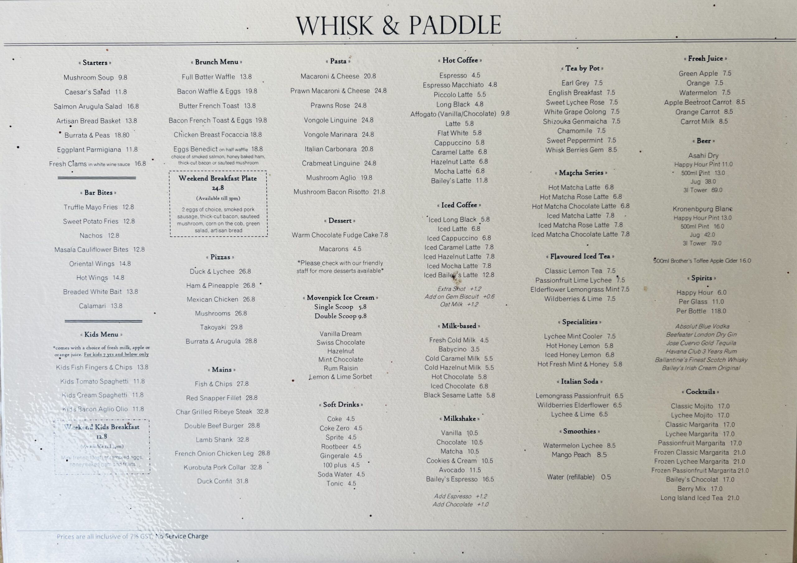 Whisk & Paddle - Menu