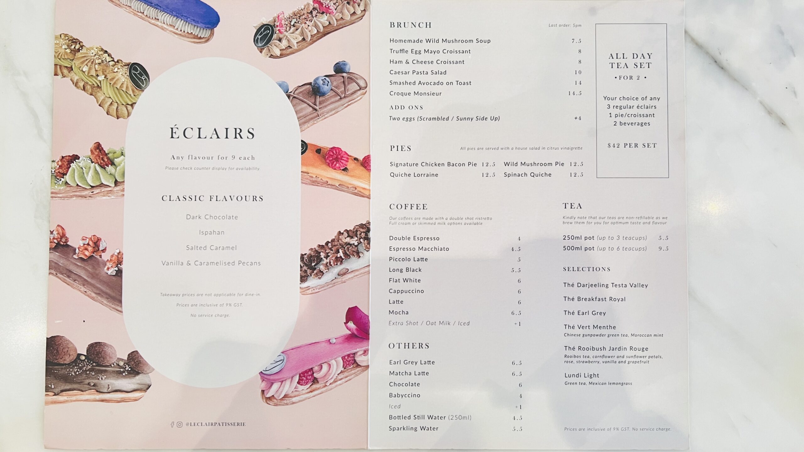 L’éclair Pâtisseri - Menu