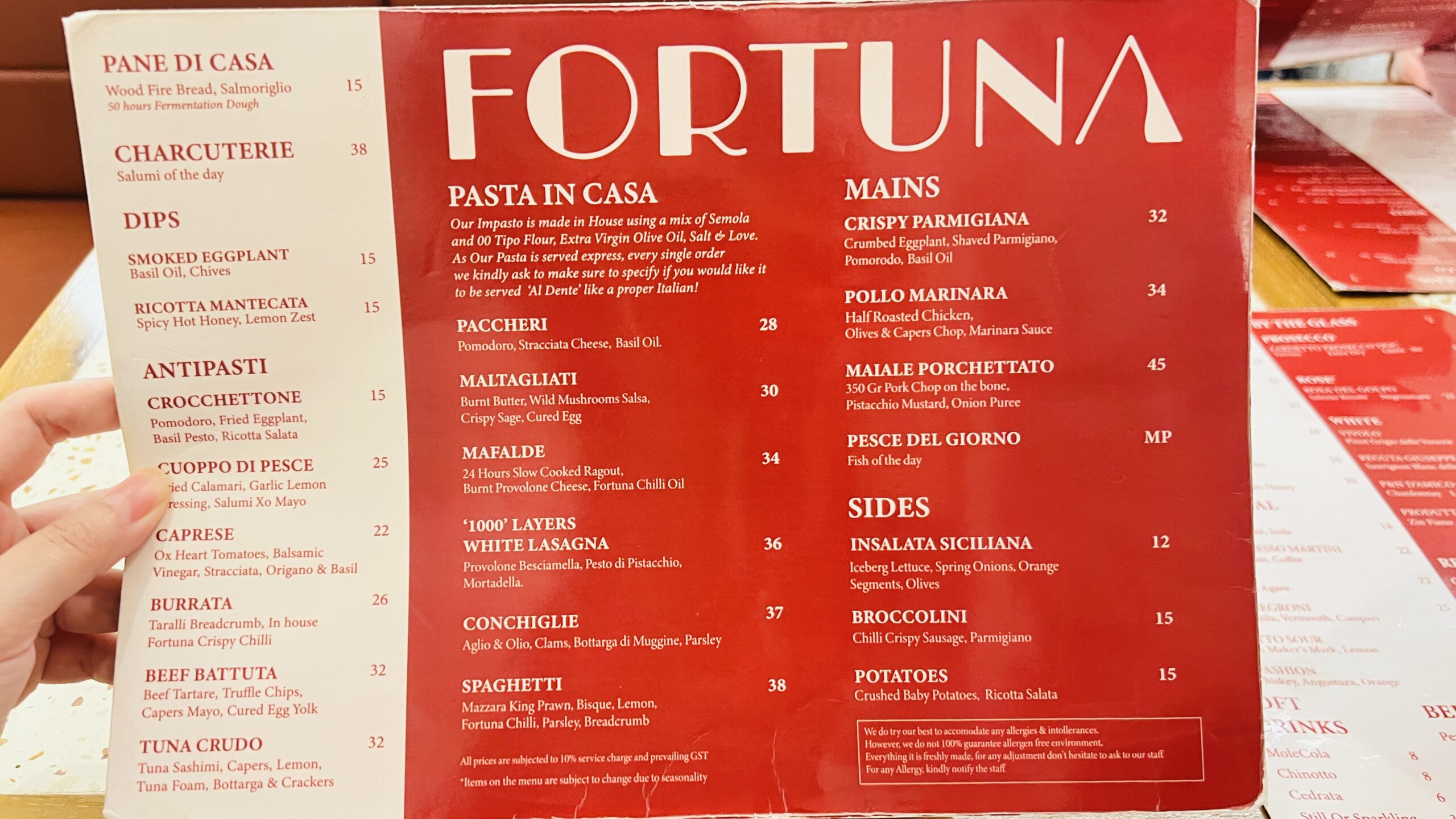 Fortuna - Food Menu 1